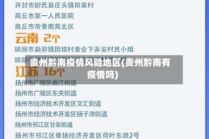 贵州黔南疫情风险地区(贵州黔南有疫情吗)