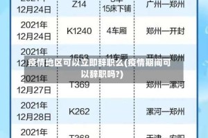 疫情地区可以立即辞职么(疫情期间可以辞职吗?)