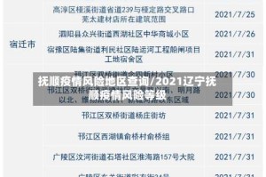 抚顺疫情风险地区查询/2021辽宁抚顺疫情风险等级